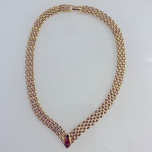 Vintage Napier smooth chain necklace V front, classic styling, perfect condition